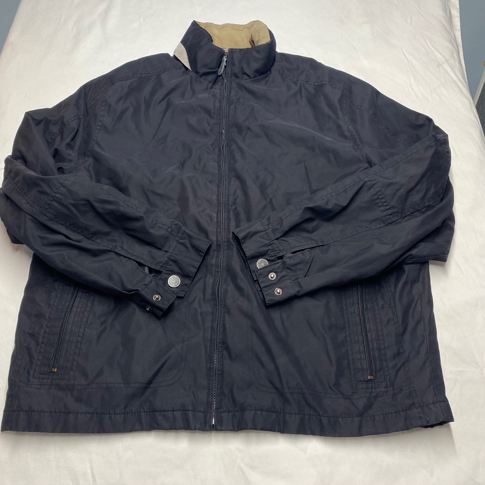 London Fog Mens Black Full Zip Lightweight Jacket Plaid Lining Size L RN121545
